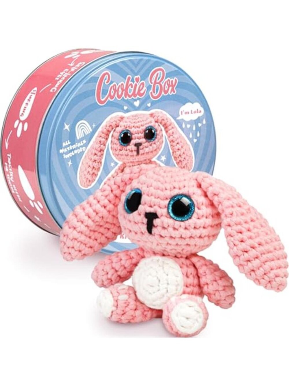 Beginner Crochet Kit Bunny Amigurumi DIY Craft Set Yarn Hook Plushie Making